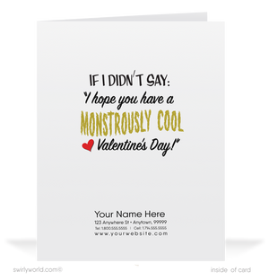 Charming 1940s-1950s Vintage-Inspired Valentine's Day Cards: Frankenstein Monster with Hearts