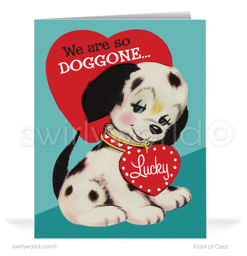 Val Kitsch Digital 1950s Vintage Retro Kitsch Puppy Dog Valentine's Day Cards ...