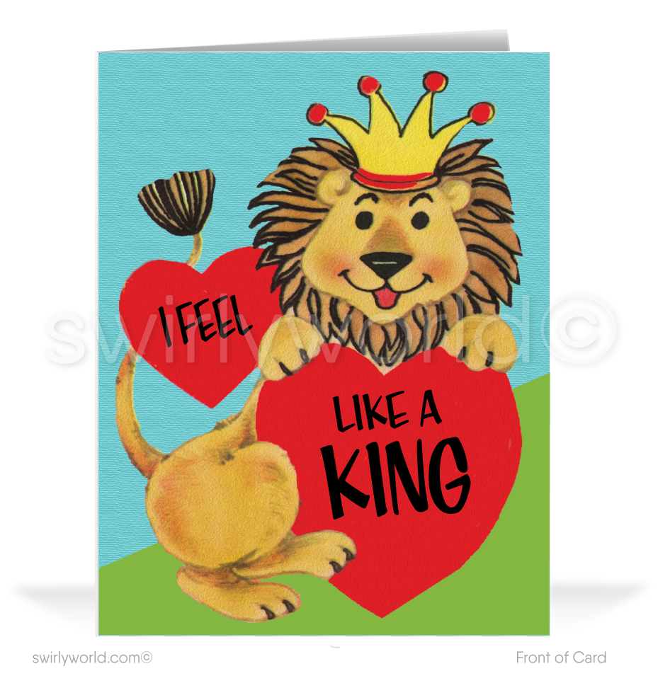 1950s Retro Vintage Lion Happy Valentine's Day Cards