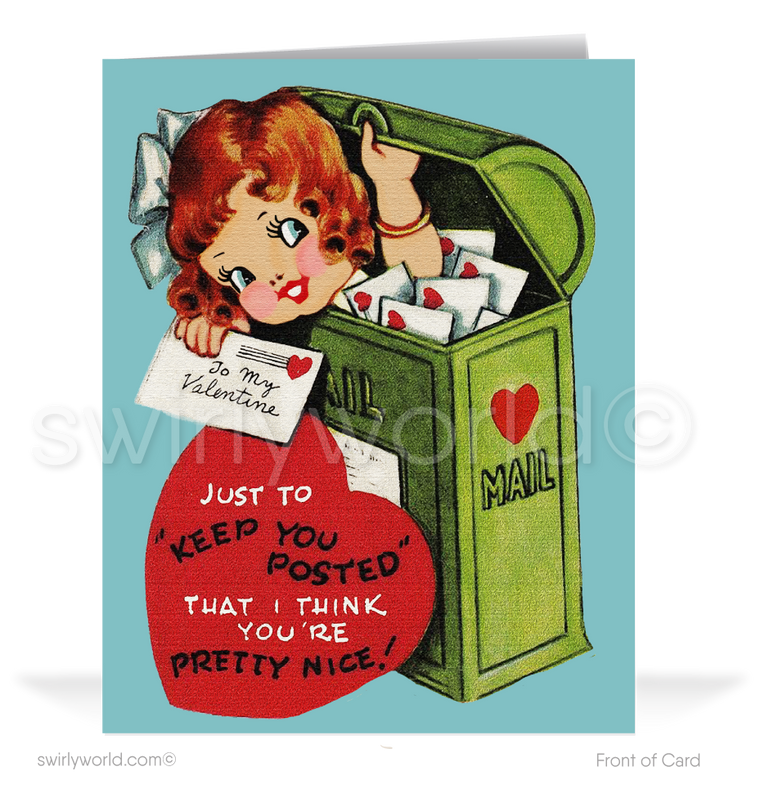 1950's Cute Girl Vintage Mid-Century Valentine's Day Cards