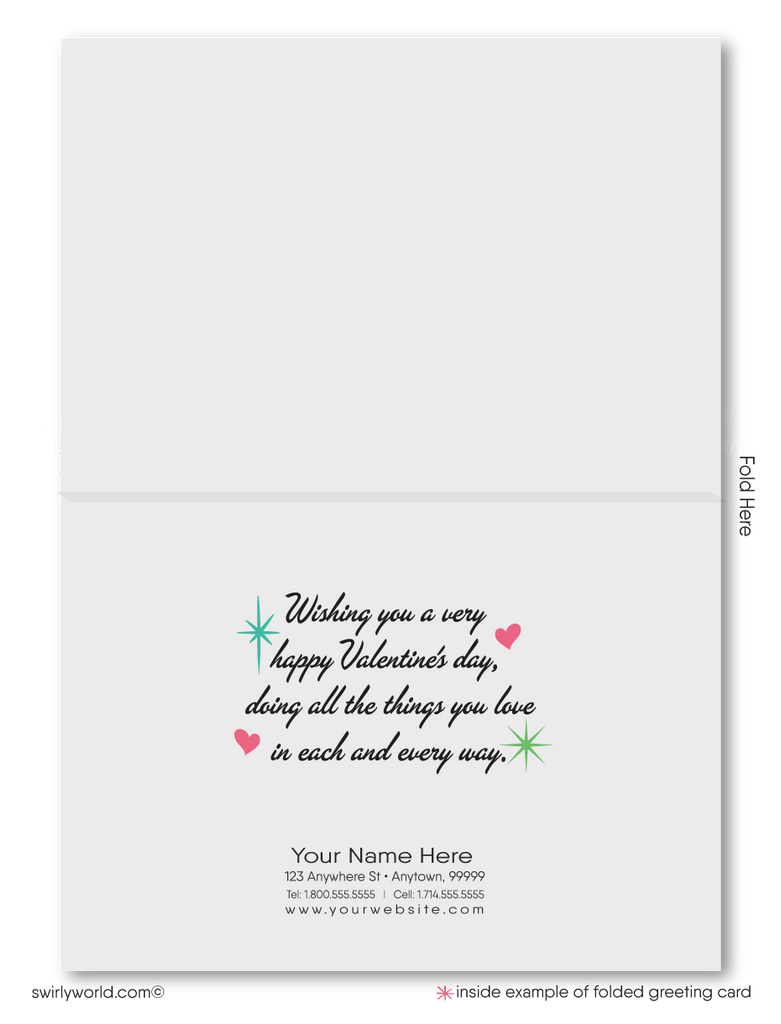 Retro Mid-Century Atomic Modern Valentine's Day Cards for Business