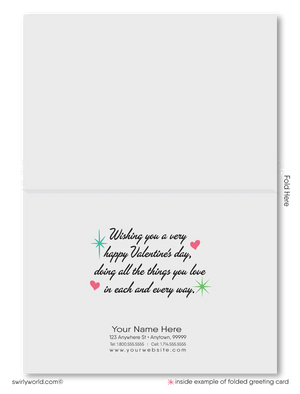 Digital Retro Mid-Century Atomic Modern Valentine's Day Cards for Business