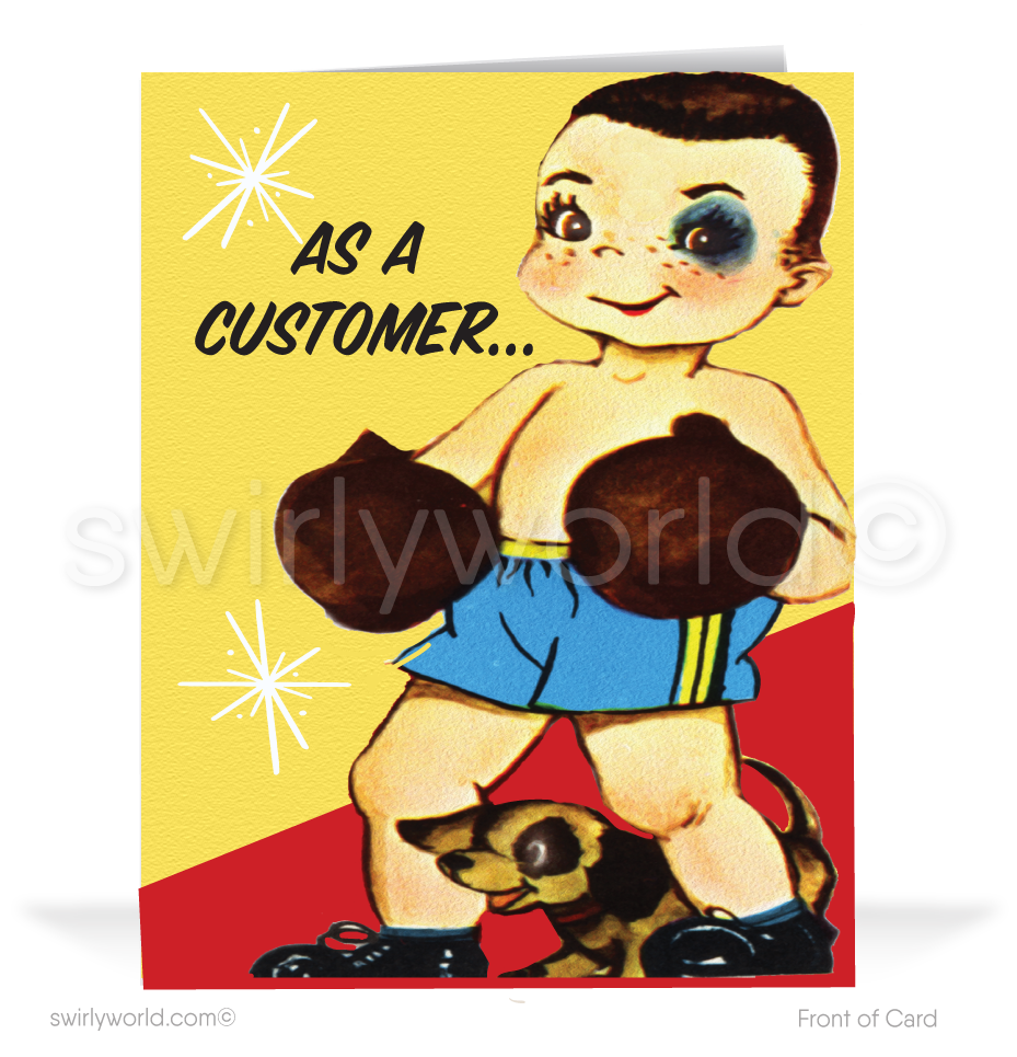 Charming 1940s-1950s Vintage-Inspired Valentine's Day Cards: Retro Boxer