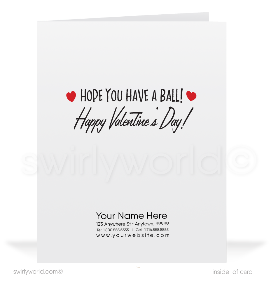 Charming 1940s-1950s Vintage-Inspired Valentine's Day Cards: Retro Baseball Player with Hearts