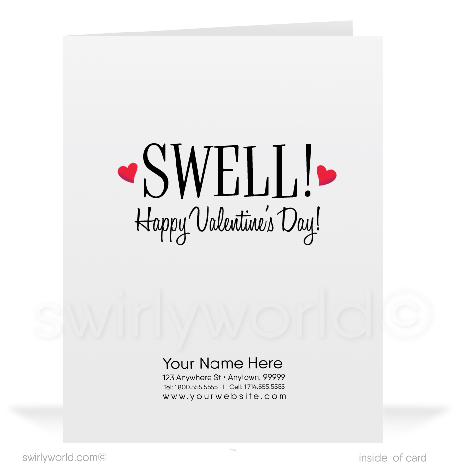 Charming 1940s-1950s Vintage-Inspired Valentine's Day Cards: Retro Girl with Hearts