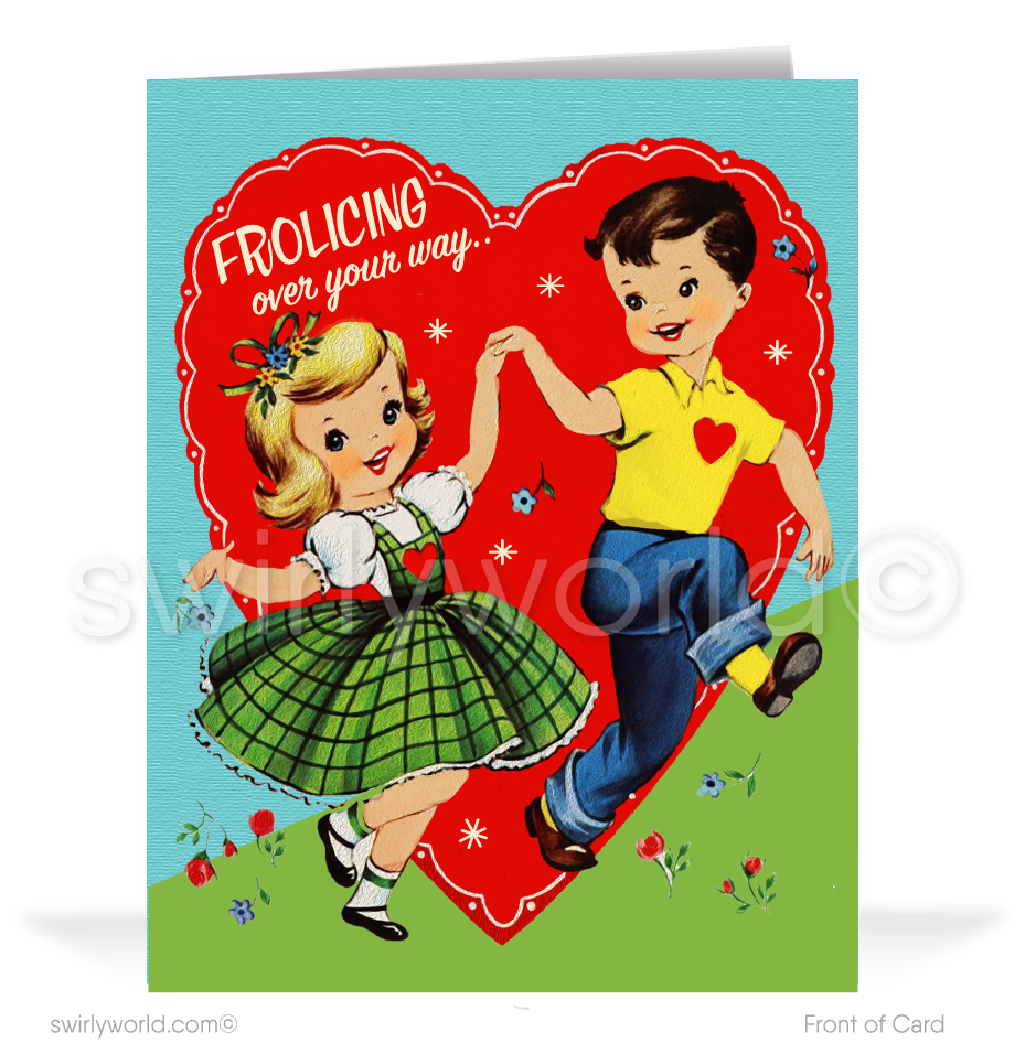 1950s Vintage Retro Mid-Century Boy & Girl Kitsch Valentine's Day Cards