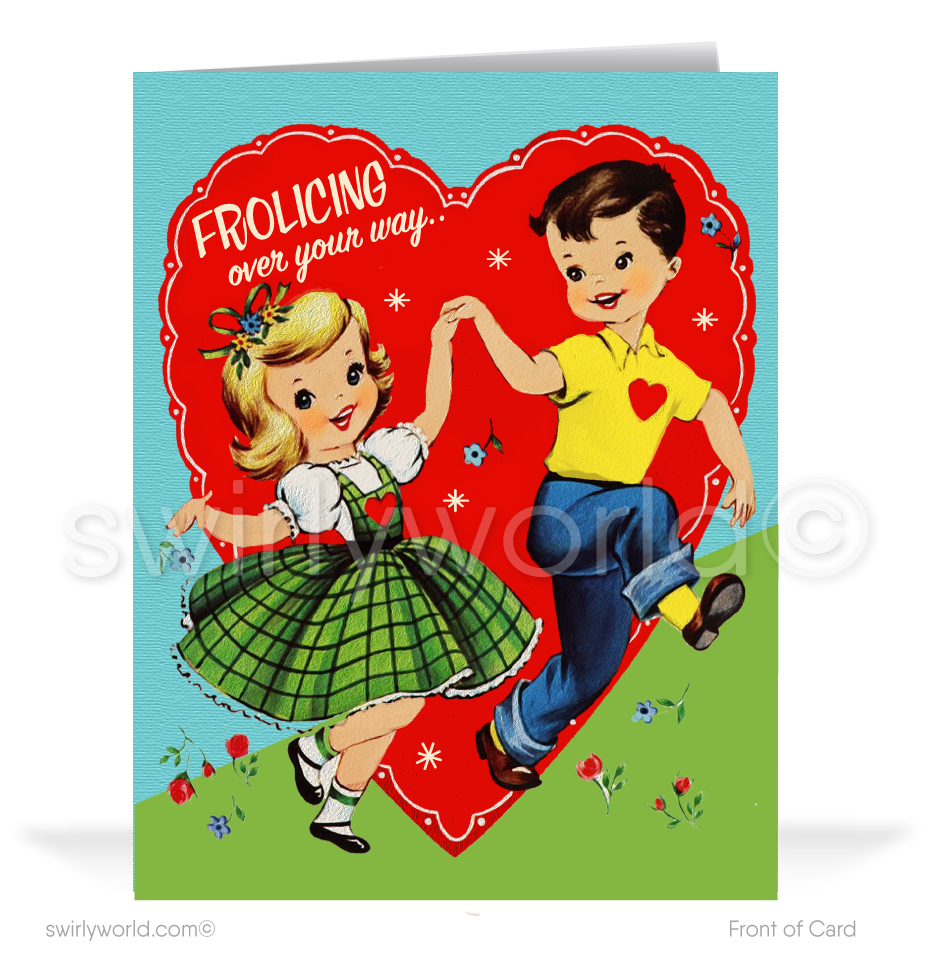 Val Kitsch Digital 1950s Vintage Retro Mid-Century Boy & Girl Kitsch Valentine's ...