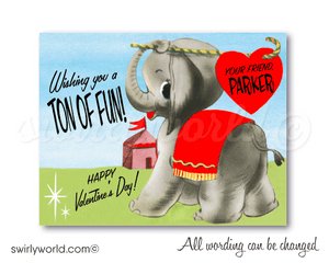 Vintage 1950's Elephant Gender Neutral Valentine's Day Card Digital Printable Download