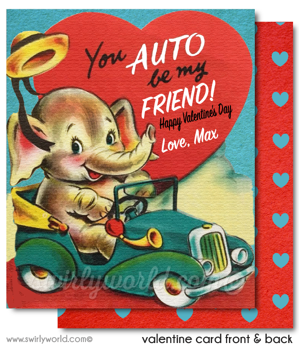 Vintage 1950s Digital Printable Gender Neutral Valentine's Day Card for Kids