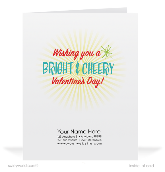 Cute retro mid-century vintage rooster old crow kitsch happy Valentine's Day cards.