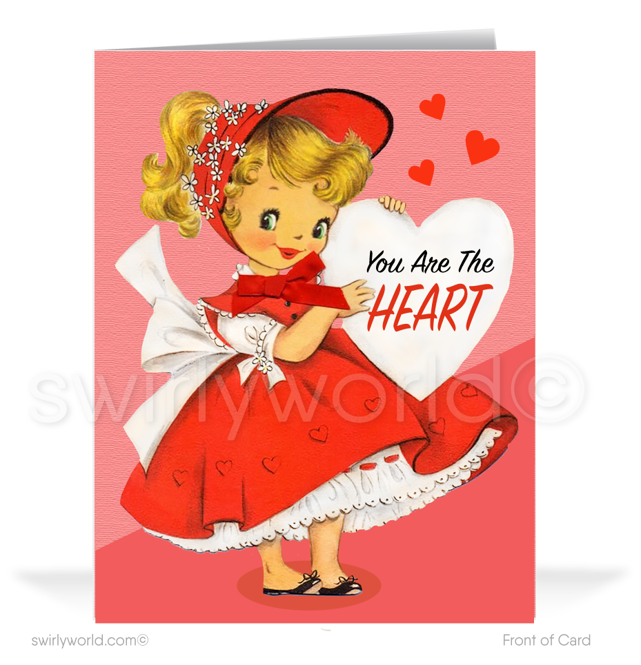 Cute 1950s Vintage Mid-Century Retro Valentine's Day Cards for Women -  swirly-world-design