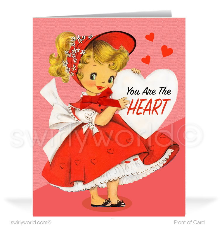 Digital 1950s Vintage Mid-Century Retro Valentine's Day Cards for Women