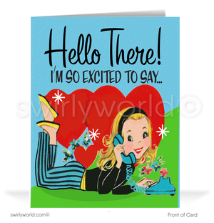 Unique 1950's Mid-Century Vintage Hula Girl Retro Valentine's Day Cards