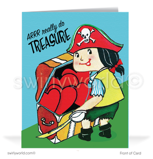 1950's Mid-Century Vintage Pirate Retro Valentine's Day Cards