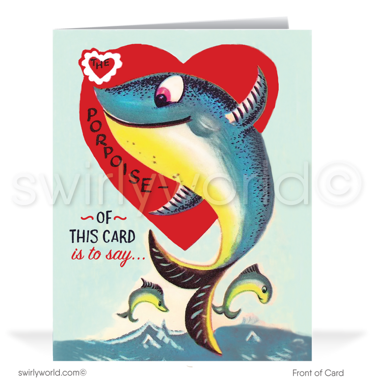 Cute Fish 1950's Vintage Mid-Century Retro Valentine's Day Cards