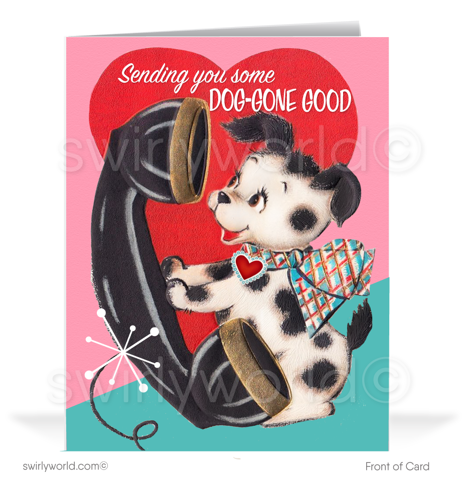 Cute Puppy Dog 1950's Vintage Mid-Century Retro Valentine's Day Cards