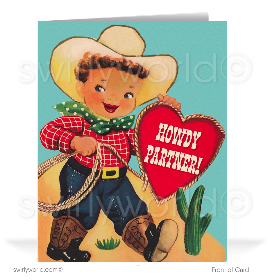 retro vintage african american black cowboy valentine cards