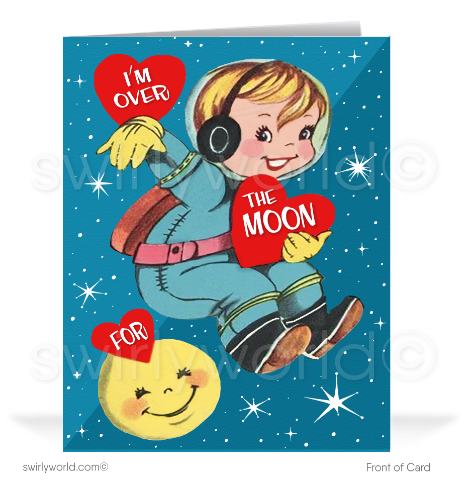 1950's Retro Outer-Space Astronaut Vintage Mid-Century Valentine's Day Cards