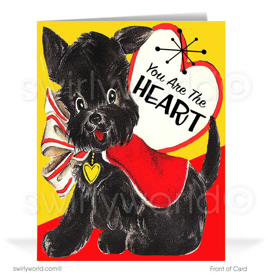 1950's Mid-Century Vintage Cute Puppy Dog Retro Valentine's Day Cards. 50s mid-century vintage cute kitsch puppy dog retro Valentine's Day cards.