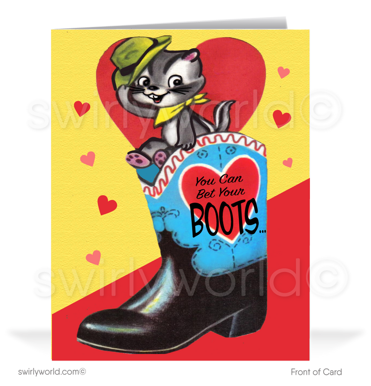1950's Country Western Vintage Retro Valentine's Day Cards