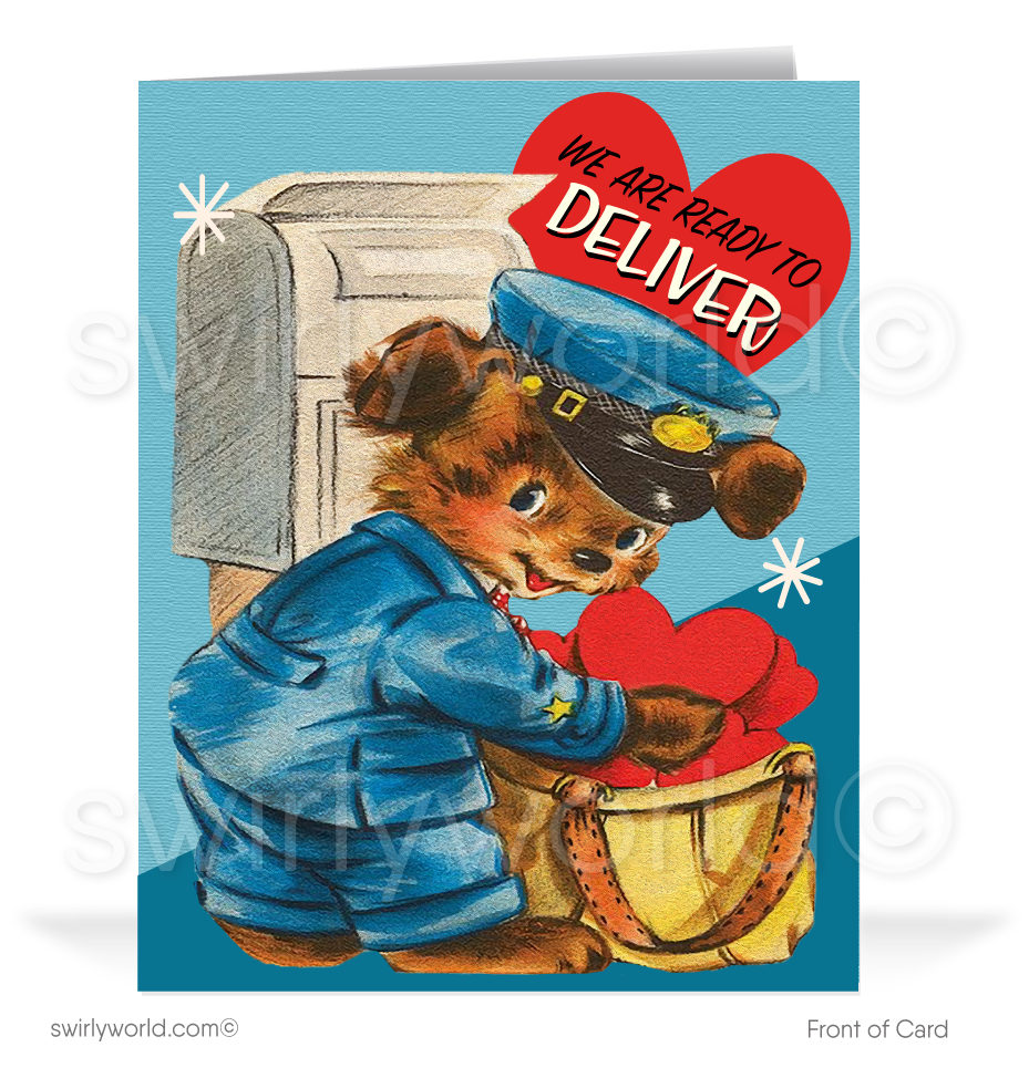 1950's Cute Bear Vintage Retro Valentine's Day Cards