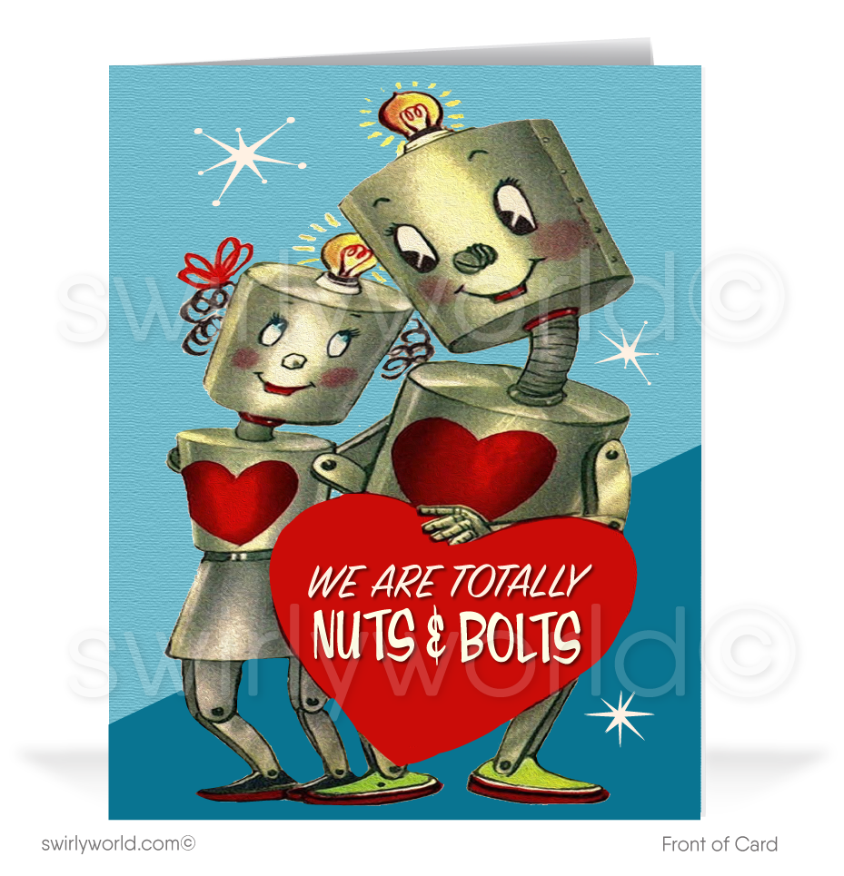 1950's Cute Robots Vintage Retro Valentine's Day Cards