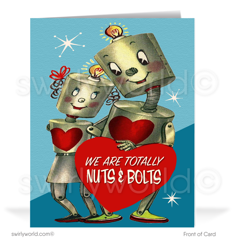 1950's Cute Robots Vintage Retro Valentine's Day Cards