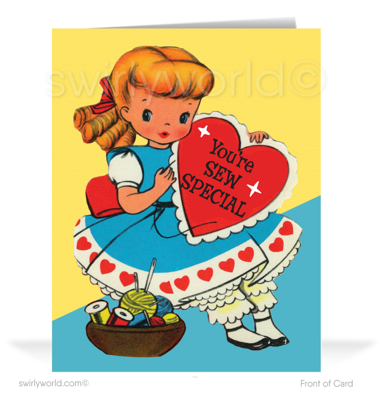 1950s Retro Girl Vintage Mid-Century Valentine's Day Cards