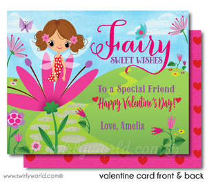 Fall in LOVE with this adorable Pixie Fairy Woodland theme digital printable download girls Valentine's Day cards for school classroom.