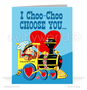 Charming 1940s-1950s Vintage-Inspired Valentine's Day Cards: Choo Choo Train