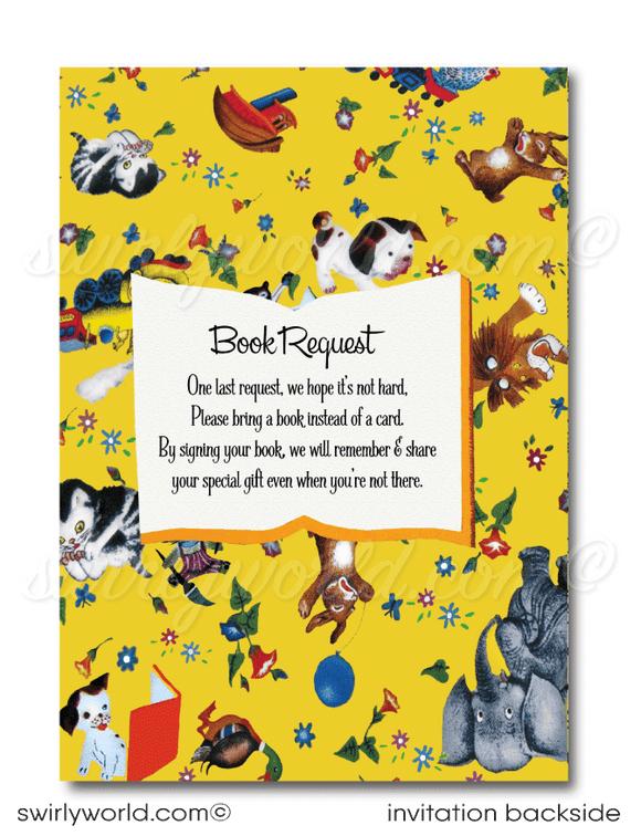 Vintage Little Golden Book nursery rhymes Pokey Little Puppy 1st birthday invitations for girls or boys; digital download bundle.