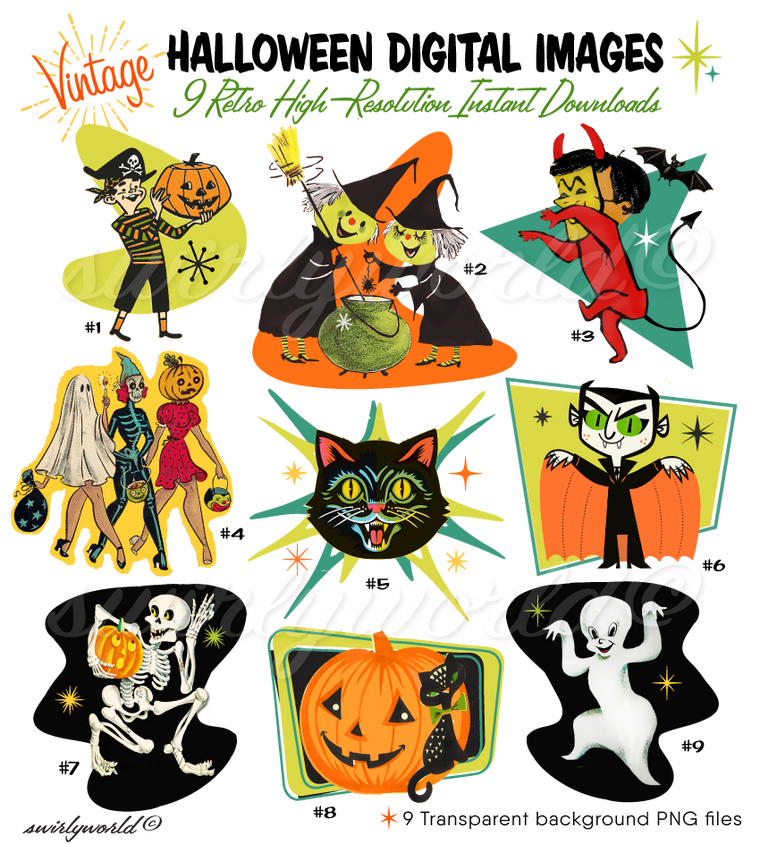 1950s 1960s atomic retro mid-century modern vintage Halloween images
