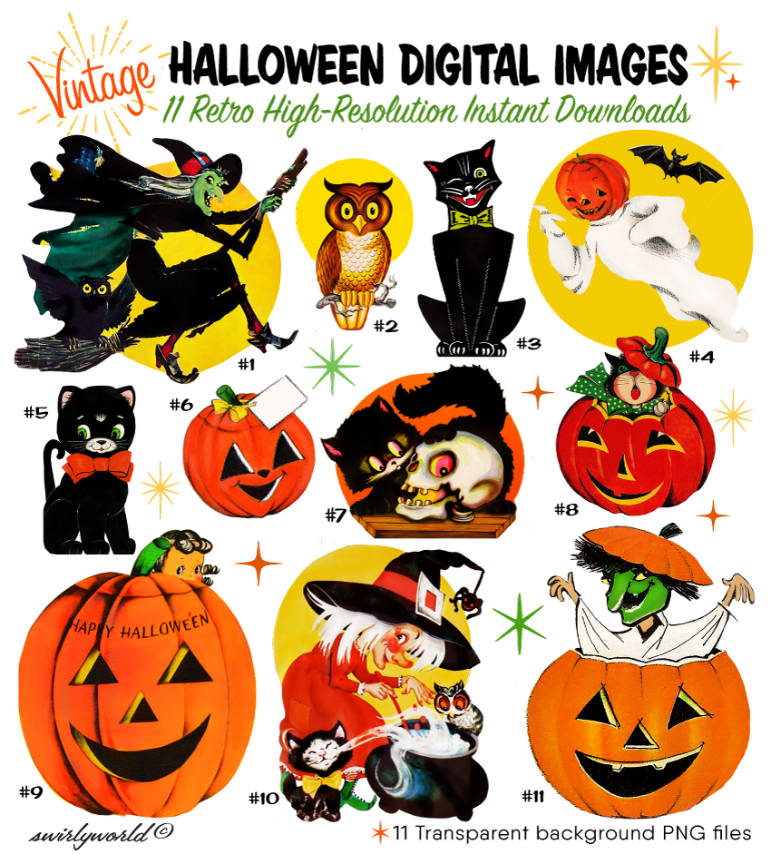 1930's 1940's 1950s 1960s vintage mid-century modern retro kitsch Halloween images