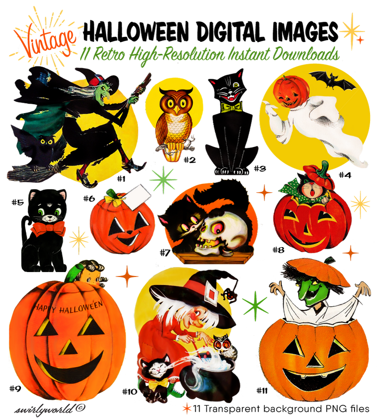 1930's 1940's 1950s 1960s vintage mid-century modern retro kitsch Halloween images