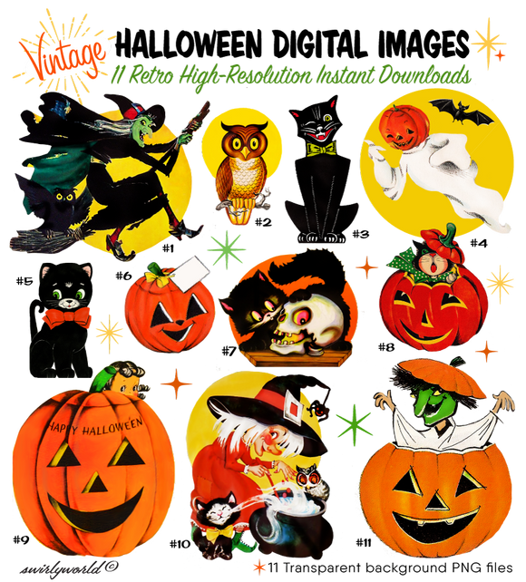 1930's 1940's 1950s 1960s vintage mid-century modern retro kitsch Halloween images