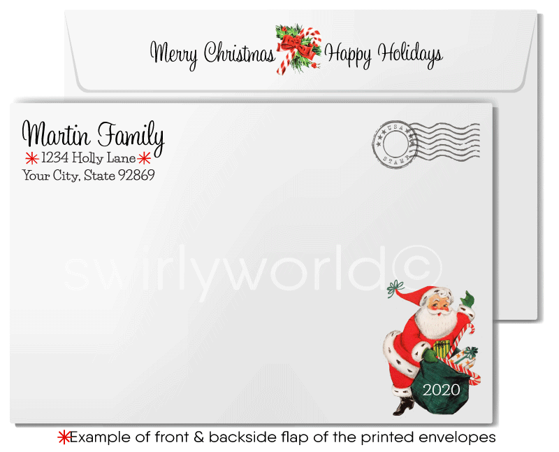1950s Retro Vintage Christmas Tree Holiday Cards