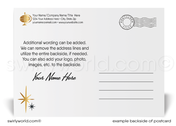2024 Business Gold and Black Professional Happy New Year Postcards for Clients