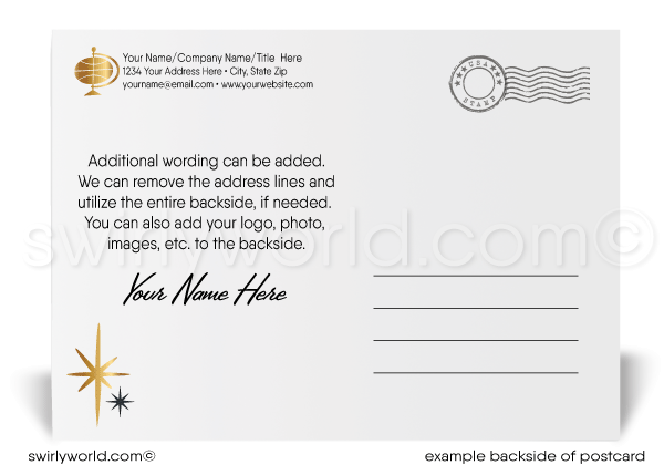 2022 Retro Modern Business Happy New Year Postcards for Clients