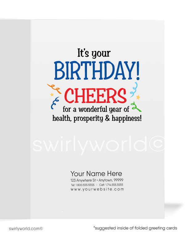 Cheerleader Women in Business Birthday Cards for Clients