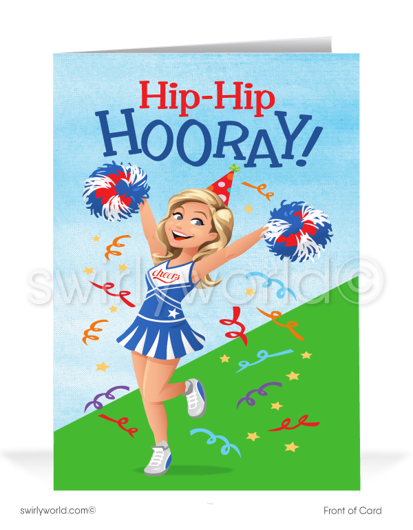Cheerleader Women in Business Birthday Cards for Clients