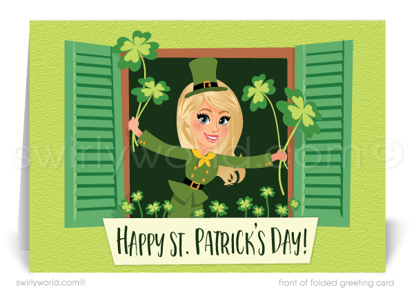 Cute Shamrocks Client Happy St. Patrick's Day Cards for Women In Business Realtors