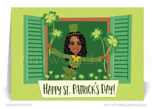 Digital Cute Shamrocks Client Happy St. Patrick's Day Cards for Women In Business Realtors