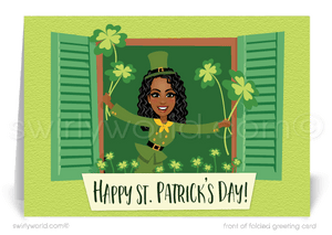 Digital Cute Shamrocks Client Happy St. Patrick's Day Cards for Women In Business Realtors