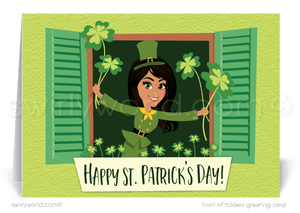 Cute Shamrocks Client Happy St. Patrick's Day Cards for Women In Business Realtors
