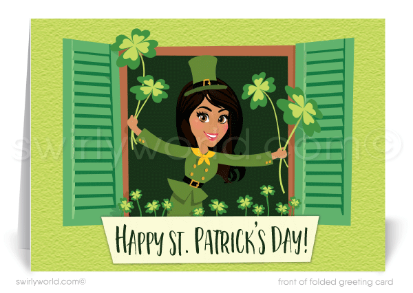Digital Cute Shamrocks Client Happy St. Patrick's Day Cards for Women In Business Realtors