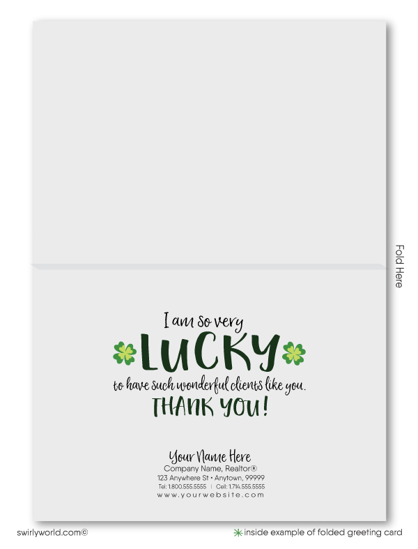 Digital Cute Shamrocks Client Happy St. Patrick's Day Cards for Women In Business Realtors