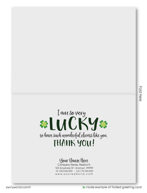 Digital Cute Shamrocks Client Happy St. Patrick's Day Cards for Women In Business Realtors