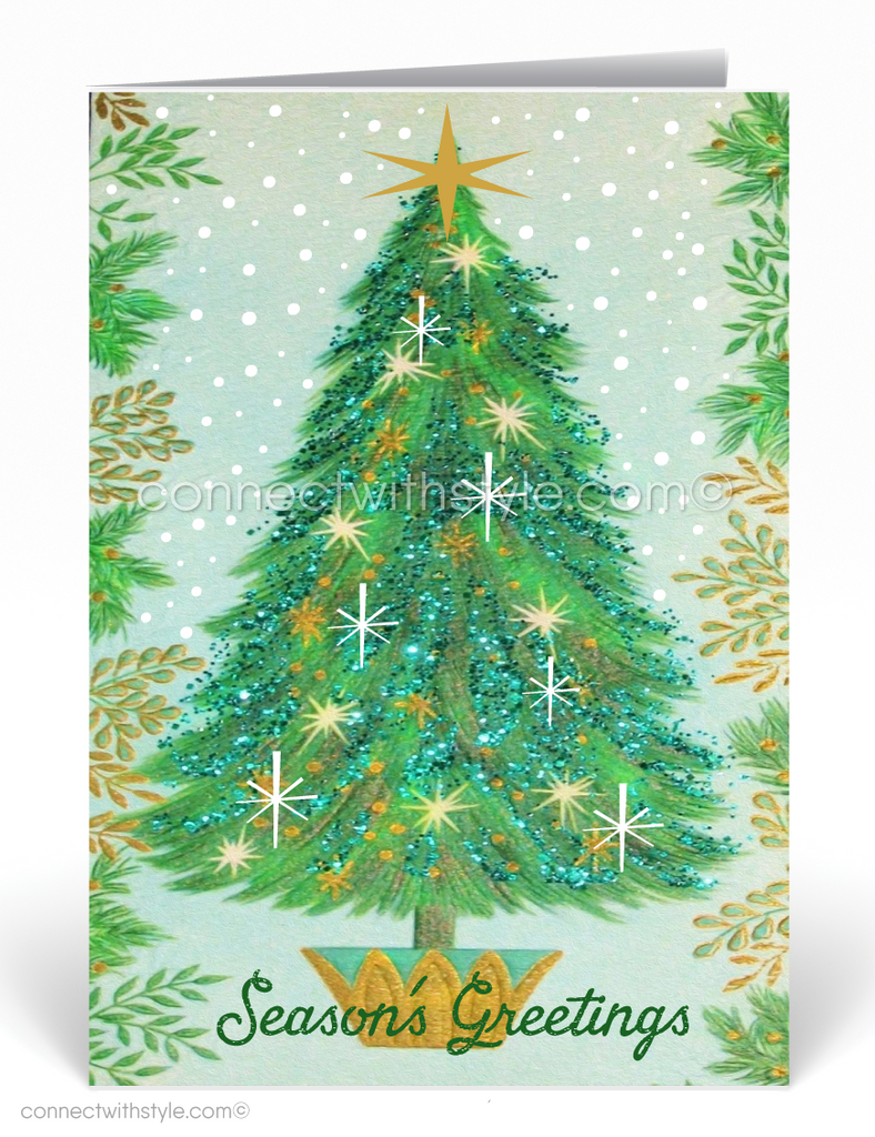 1950s Vintage Retro Tree Christmas Holiday Cards