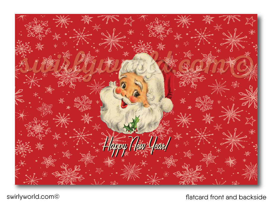 Mid-Century Modern 1950s Santa Claus Christmas Family Photo Card Digital Printable