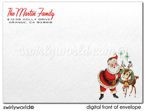 Mid-Century Modern 1950s Santa Claus Christmas Family Photo Card Digital Printable